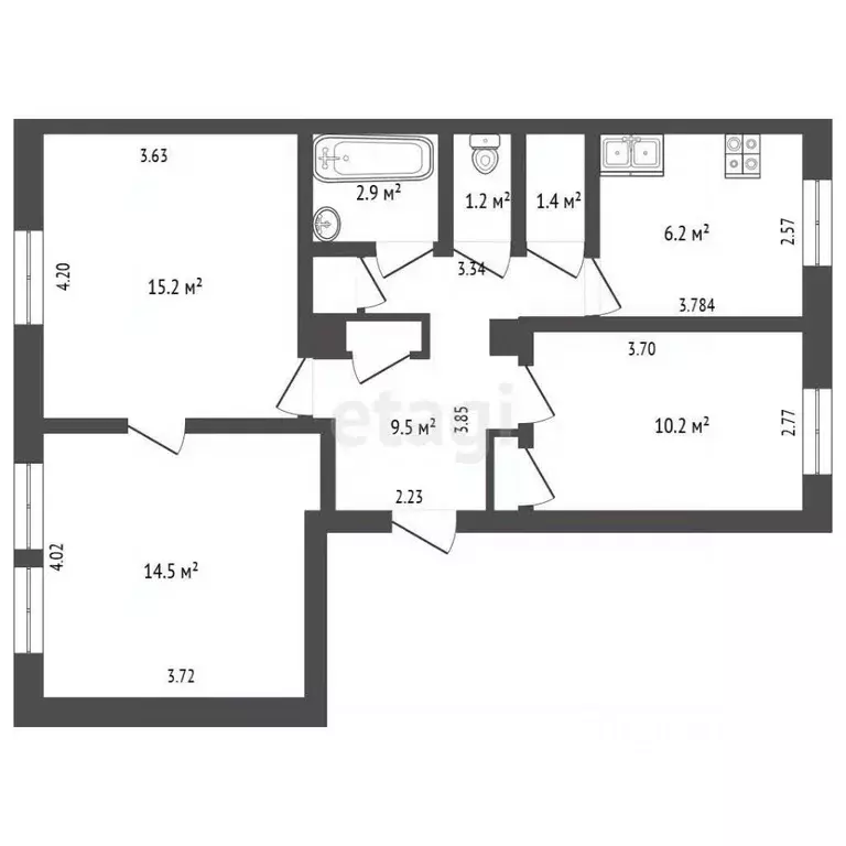 3-к кв. Забайкальский край, Чита Селенгинская ул., 15 (62.3 м) - Фото 2