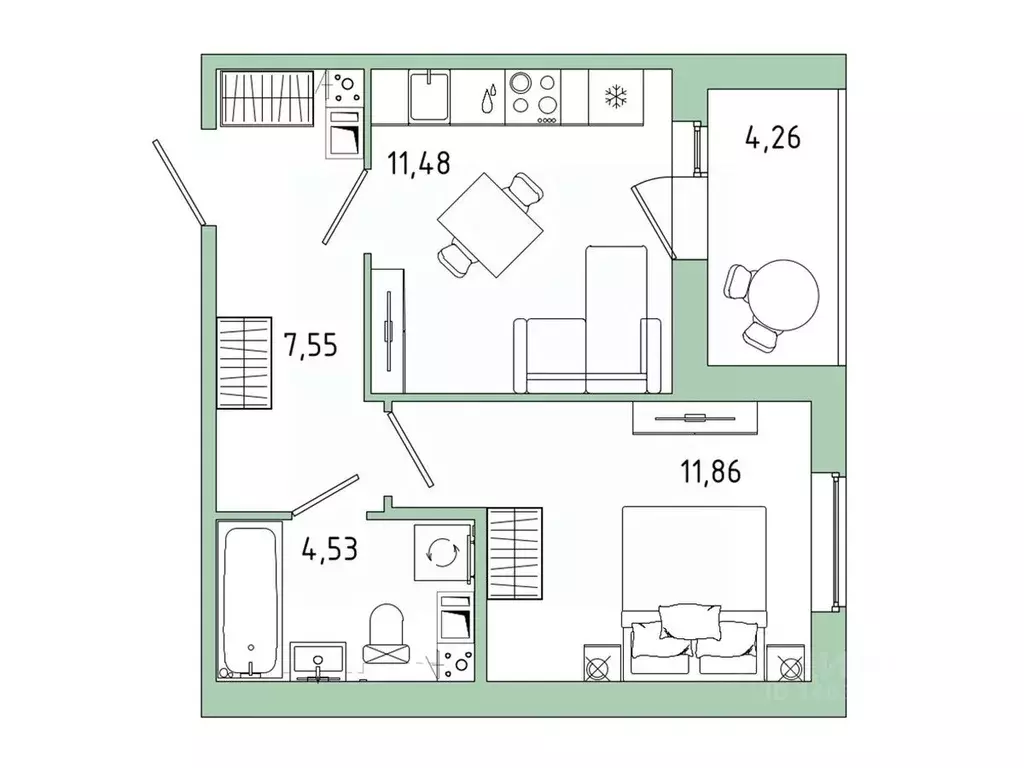 1-к кв. Ленинградская область, Гатчина Въезд мкр,  (37.55 м) - Фото 1