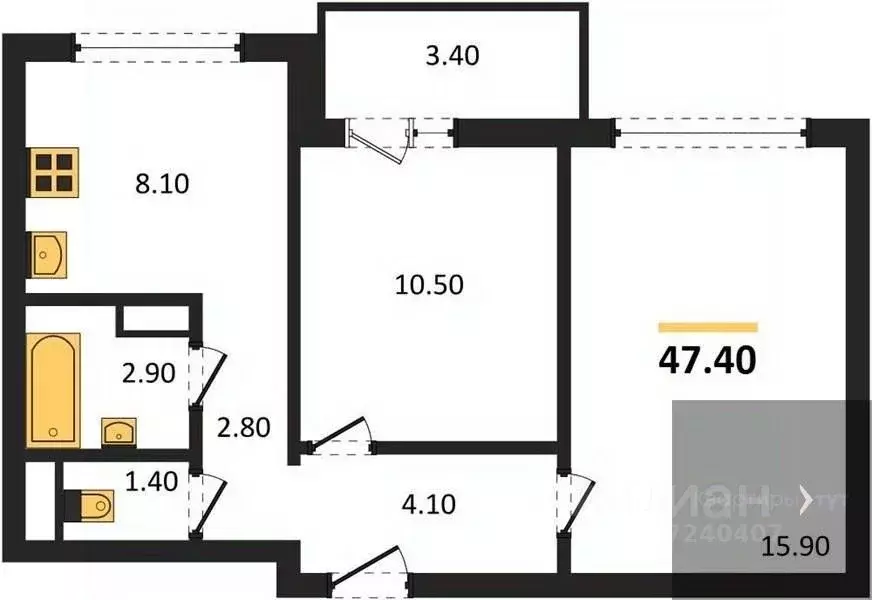2-к кв. Воронежская область, Воронеж ул. Шибилкина, 9 (47.4 м) - Фото 1