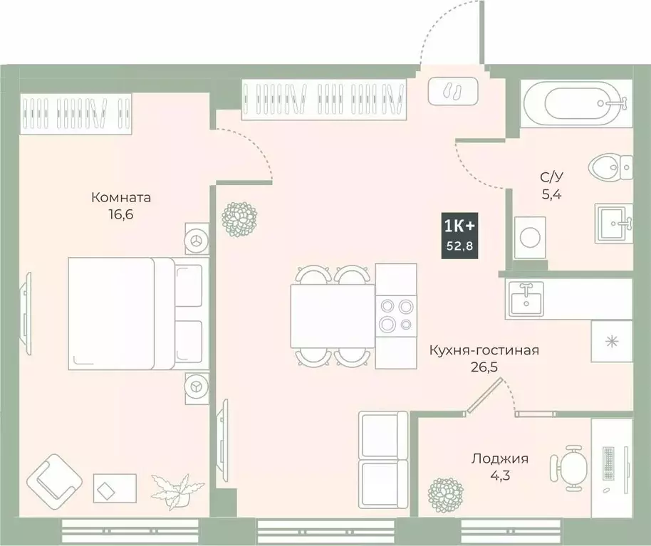 1-к кв. Курганская область, Курган Заозерный жилрайон, 6А мкр, ул. ... - Фото 1