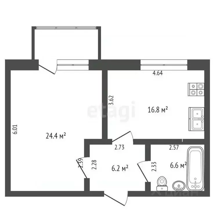 1-к кв. Самарская область, Самара ул. Венцека, 78 (53.4 м) - Фото 2