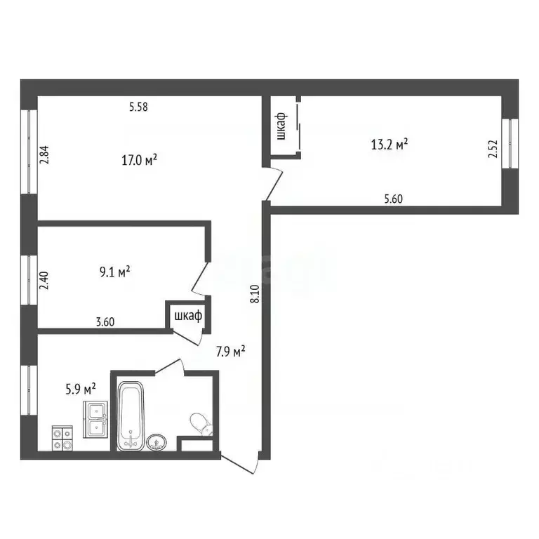 3-к кв. Вологодская область, Шексна рп, Шексна Южная мкр ул. ... - Фото 2