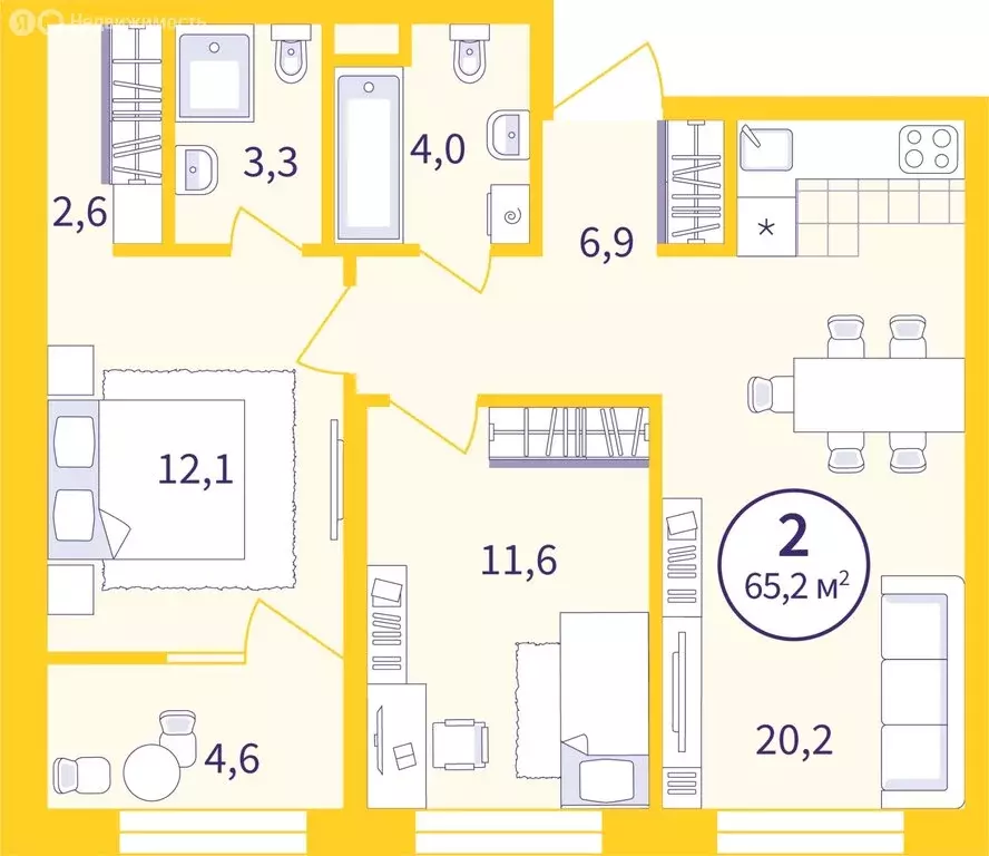 2-комнатная квартира: Екатеринбург, улица Репина, 111 (62.93 м) - Фото 0