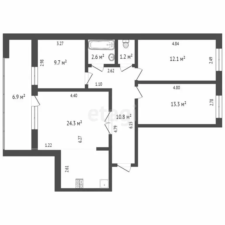 2-комнатная квартира: Тюмень, Широтная улица, 148к1 (74.5 м) - Фото 0