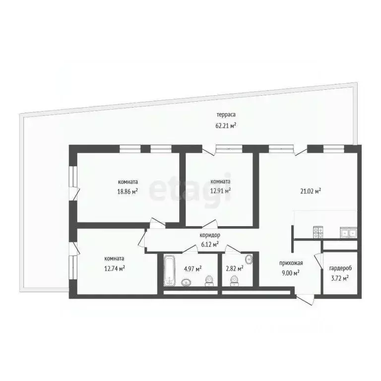 3-к кв. Тюменская область, Тюмень ул. Николая Машарова, 4 (154.9 м) - Фото 2