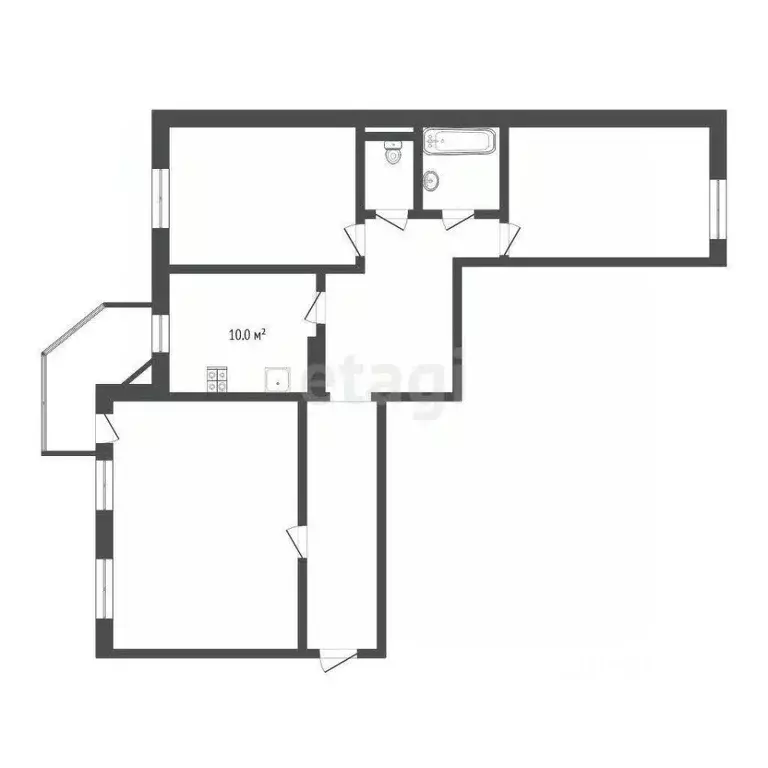 3-к кв. Тюменская область, Тюмень ул. Николая Чаплина, 113 (69.8 м) - Фото 2
