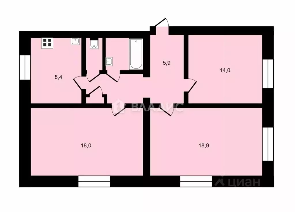 3-к кв. Владимирская область, Владимир ул. Полины Осипенко, 11 (74.4 ... - Фото 2