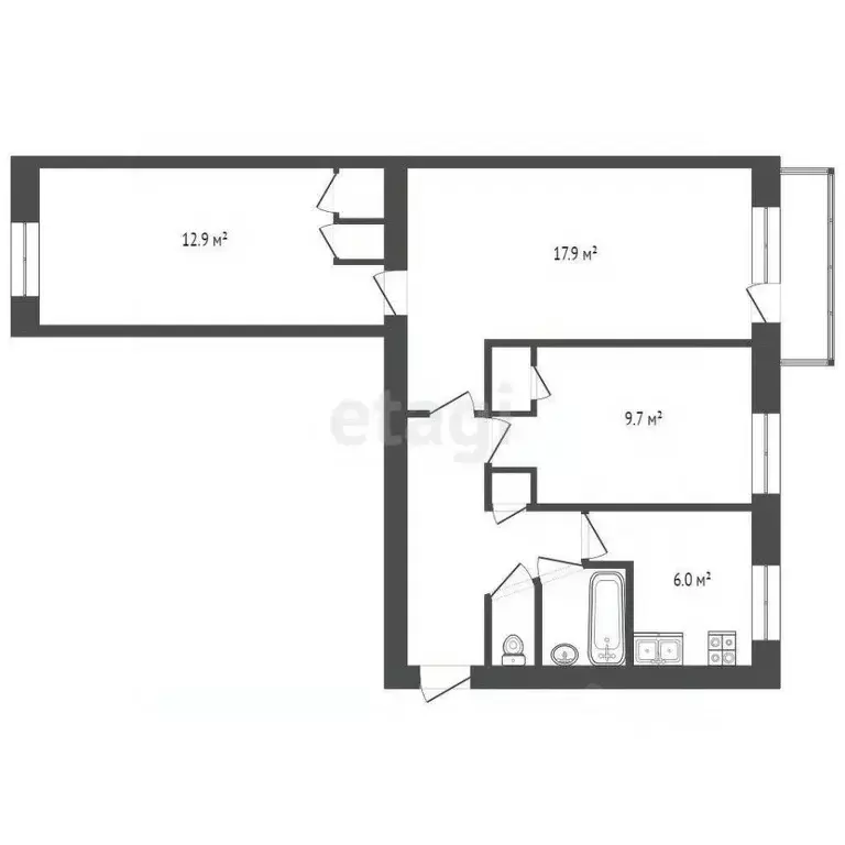 3-к кв. Вологодская область, Харовск ул. Красное Знамя, 18 (58.1 м) - Фото 2