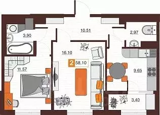 2-к кв. Оренбургская область, Оренбург Северный жилрайон, Фамильные ... - Фото 1