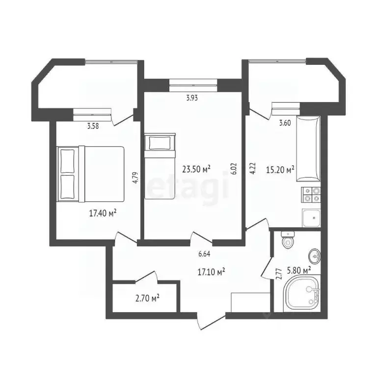 2-к кв. Тюменская область, Тюмень Широтная ул., 112к3 (81.3 м) - Фото 2