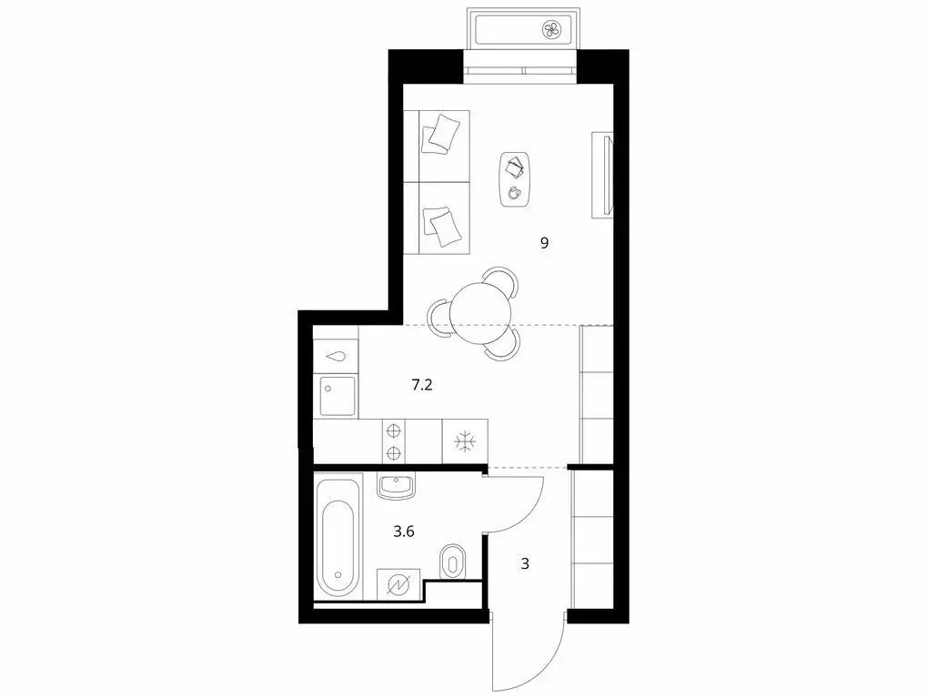 Квартира-студия: Владивосток, ЖК Снежный Парк, 4 (22.8 м) - Фото 1