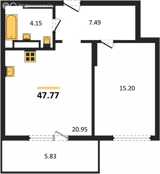 1-комнатная квартира: Новосибирск, улица Королёва, 17А (48 м) - Фото 0