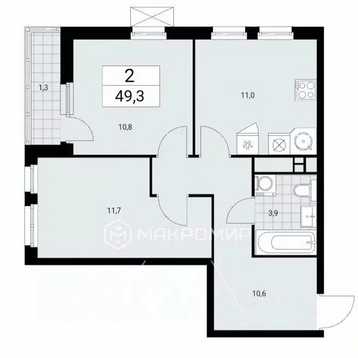 2-к кв. Москва Скандинавия жилой комплекс, 37.2.2 (49.4 м) - Фото 1