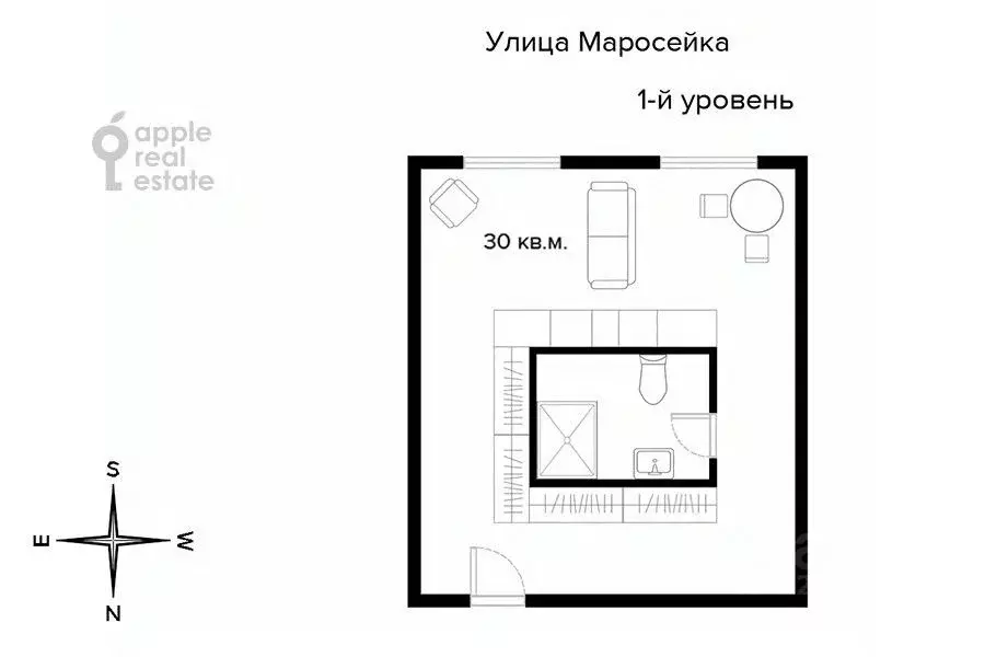 Студия Москва ул. Маросейка, 11/4С1 (65.0 м) - Фото 1