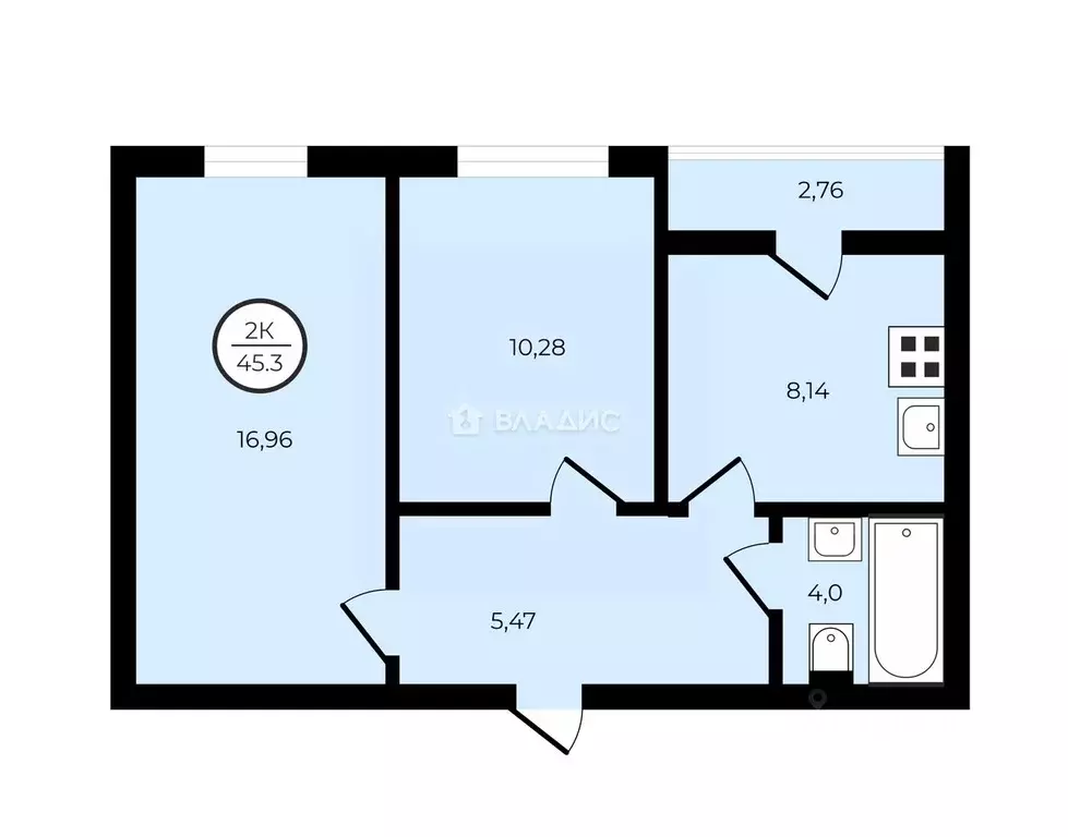 2-к кв. Московская область, Люберцы ул. Юности, 9 (44.2 м) - Фото 2