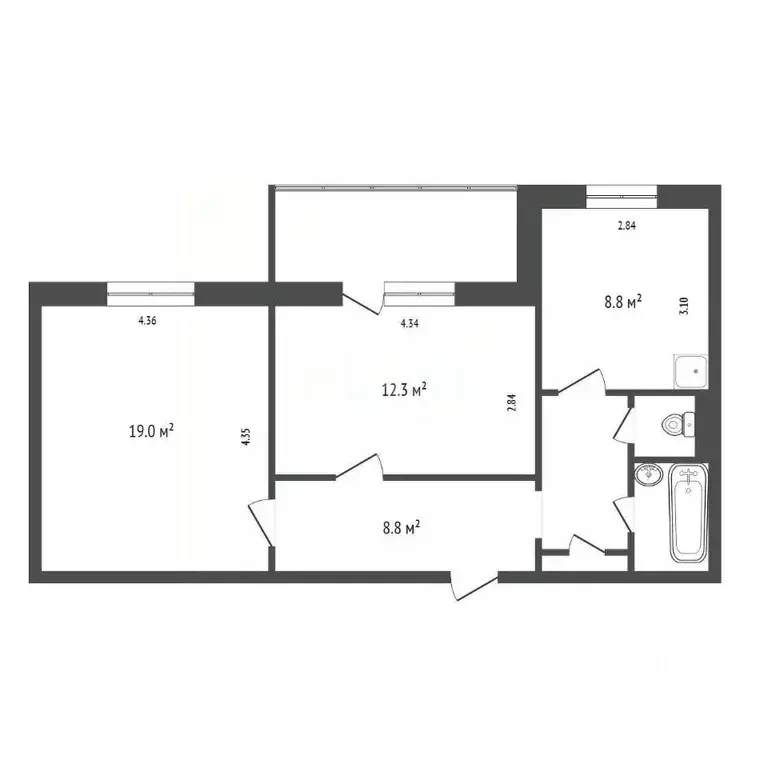 2-к кв. Красноярский край, Красноярск Крайняя ул., 2 (54.5 м) - Фото 2