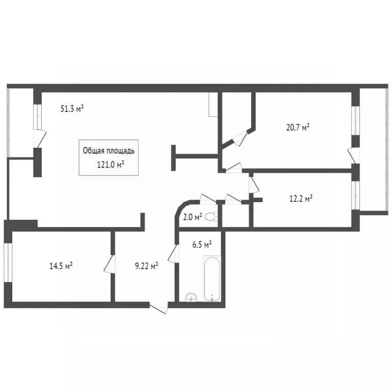 4-к кв. Томская область, Томск просп. Мира, 15 (118.0 м) - Фото 1