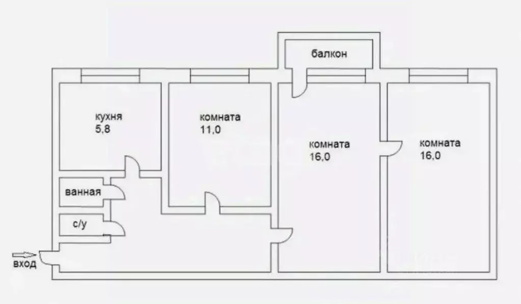 3-к кв. Тульская область, Донской ул. Октябрьская, 16 (59.4 м) - Фото 2