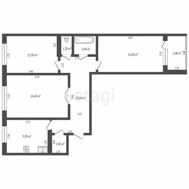 3-комнатная квартира: Стерлитамак, улица Артёма, 143 (66.5 м) - Фото 0