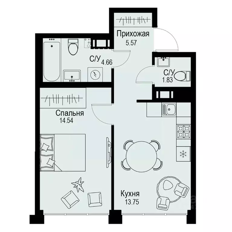 1-к кв. Санкт-Петербург ул. Профессора Попова, 38 (40.35 м) - Фото 0