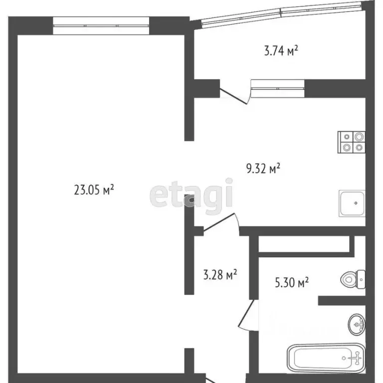 1-к кв. Тюменская область, Тюмень ул. Федюнинского, 56к2 (36.7 м) - Фото 0