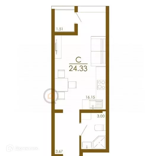 Продаётся квартира-студия, 23 м - Фото 0