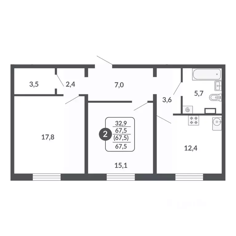 2-к кв. Кировская область, Киров  (67.5 м) - Фото 0