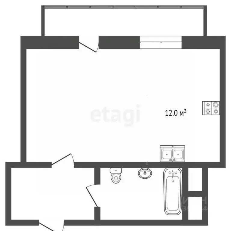 Студия Тюменская область, Тюмень ул. Константина Посьета, 10 (26.4 м) - Фото 1