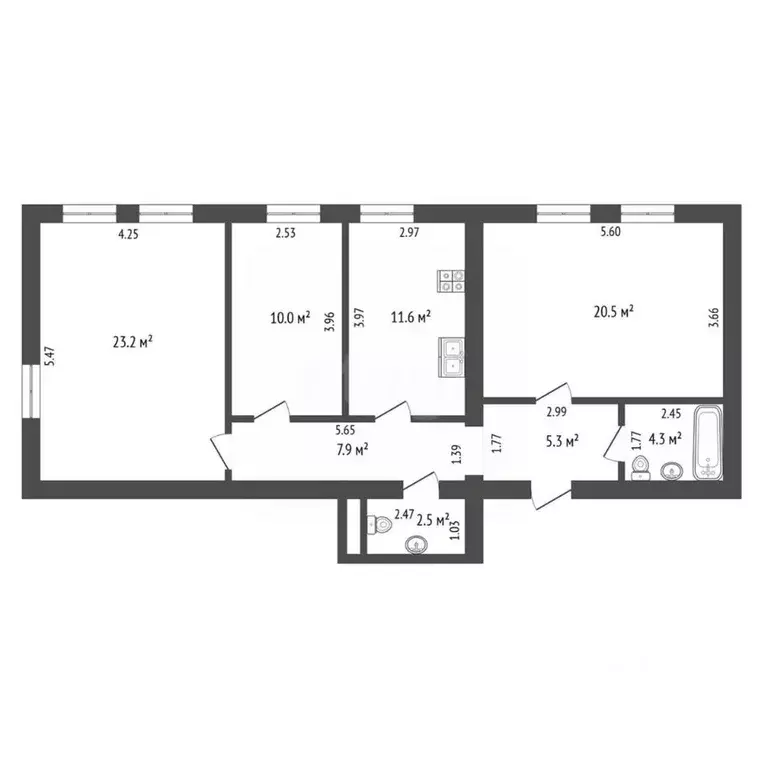 3-к кв. Калининградская область, Калининград Осенняя ул., 24 (86.0 м) - Фото 1