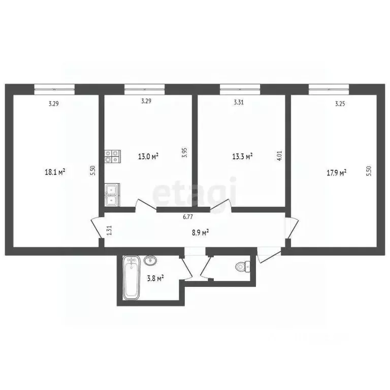3-к кв. Кемеровская область, Кемерово ул. Тухачевского, 38к2 (77.1 м) - Фото 0