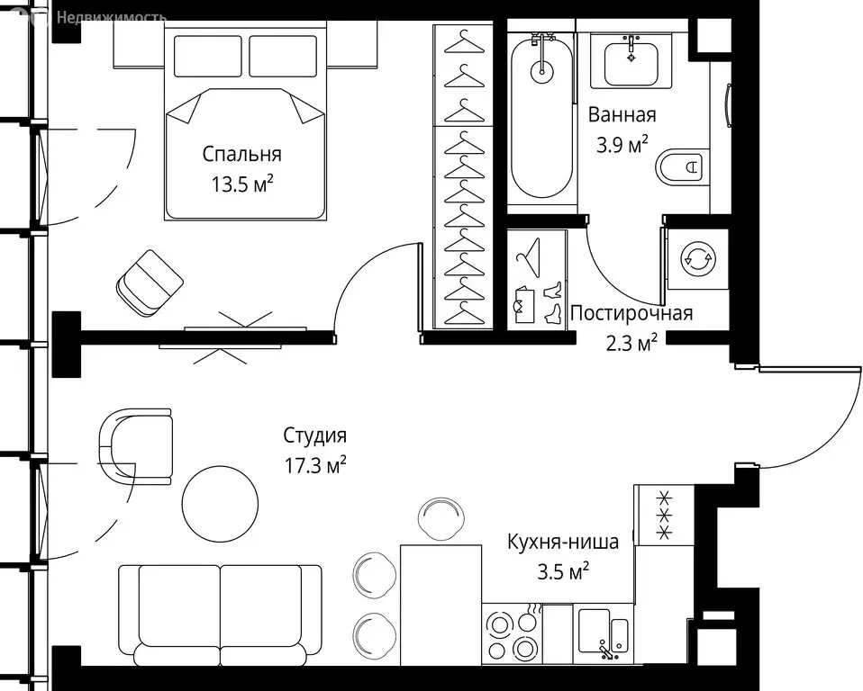1-комнатная квартира: Москва, 2-я Хуторская улица, 34 (40.5 м) - Фото 2