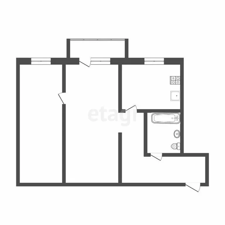 2-комнатная квартира: Тюмень, улица Калинина, 9 (40.3 м) - Фото 1