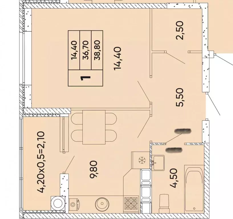 1-к кв. Ростовская область, Ростов-на-Дону просп. 40-летия Победы, ... - Фото 2