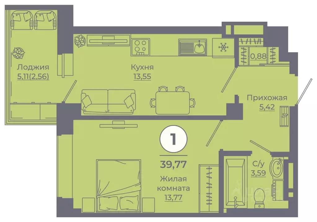 1-к кв. Ростовская область, Ростов-на-Дону просп. Солженицына, 25 ... - Фото 1