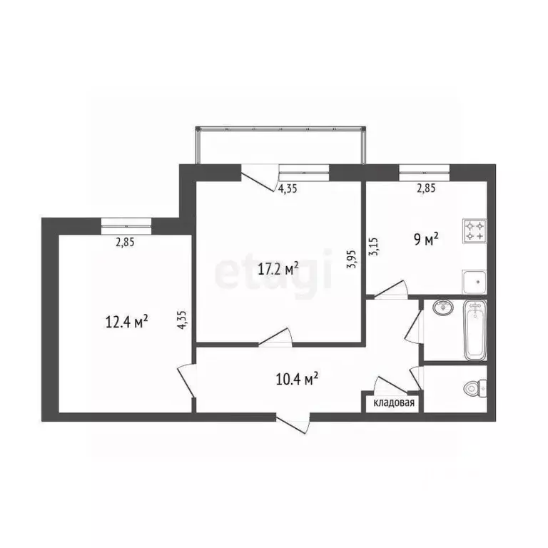 2-к кв. Красноярский край, Красноярск ул. Сергея Лазо, 36 (52.9 м) - Фото 1