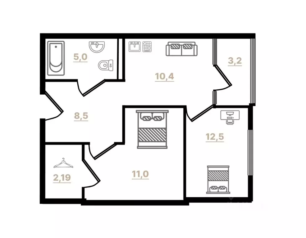 1-к кв. Санкт-Петербург ул. Верности, 14К2 (50.7 м) - Фото 2