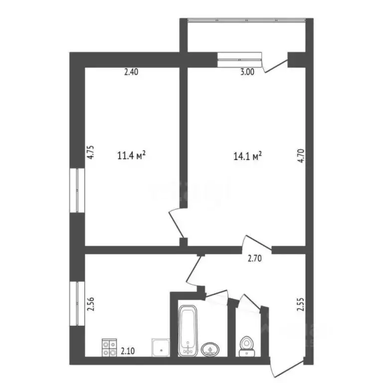1-к кв. Тюменская область, Тюмень ул. 50 лет Октября, 45 (38.0 м) - Фото 2