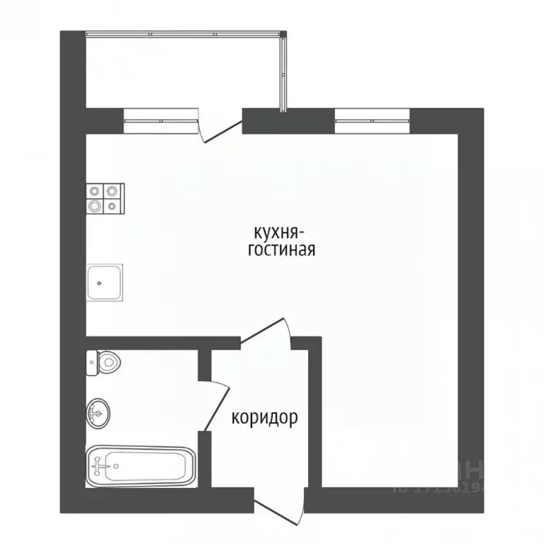 Студия Тюменская область, Тюмень Комбинатская ул., 54к2 (28.2 м) - Фото 1
