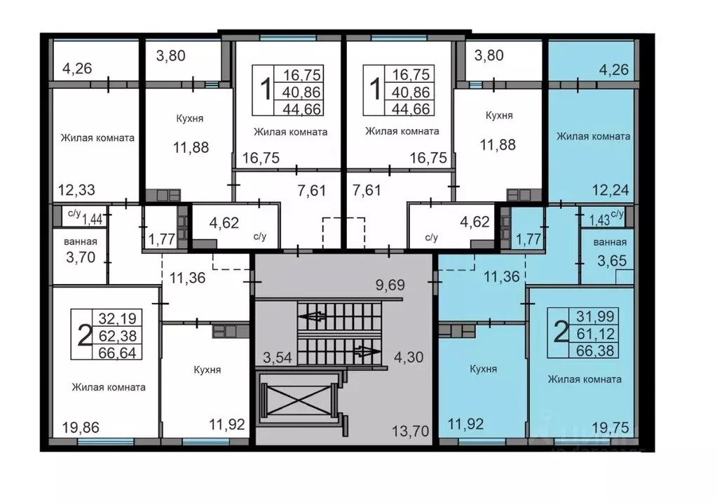 2-к кв. Калужская область, Калуга ул. Минская, 2 (66.38 м) - Фото 1