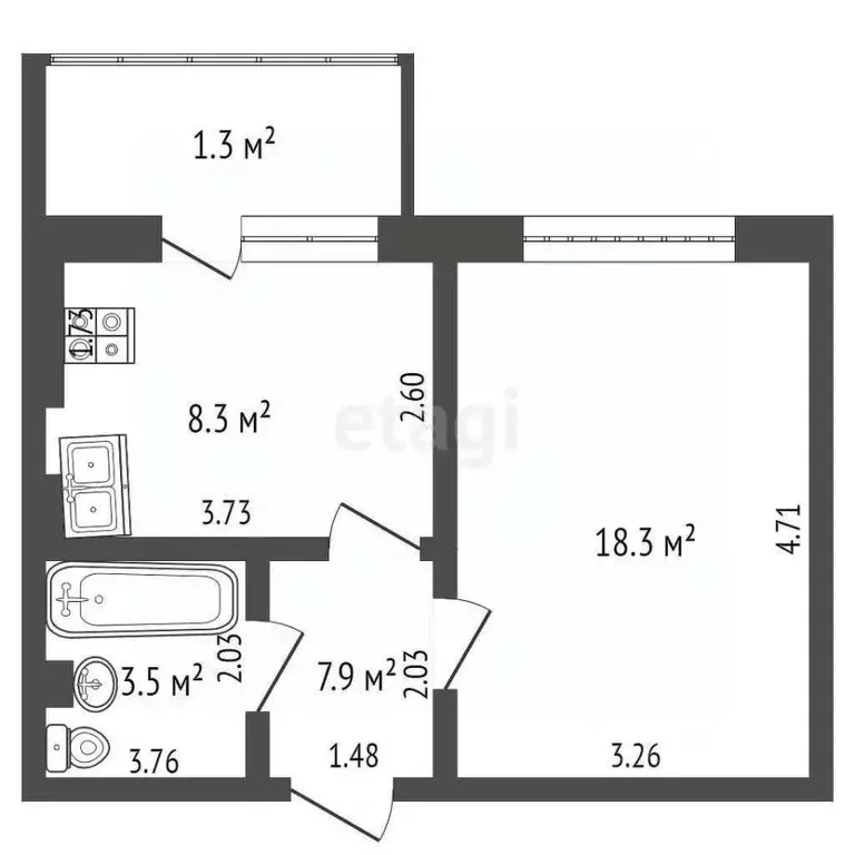 1-к кв. Ростовская область, Батайск ул. Ковалевского, 81-83 (30.0 м) - Фото 1