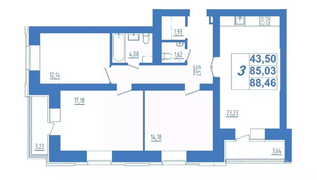 3-к кв. Мордовия, Саранск ул. Кирова, 9 (88.46 м) - Фото 0