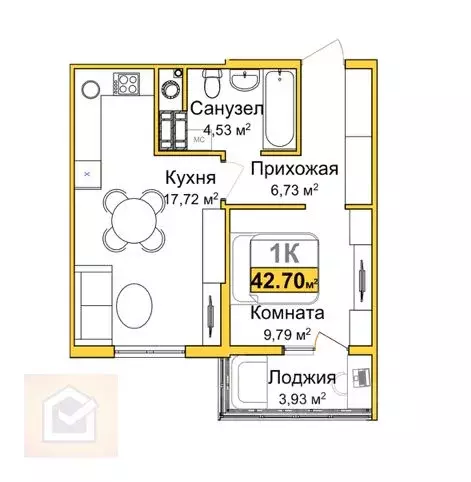 1-к кв. Крым, Симферополь ул. Батурина, 115 (40.74 м) - Фото 0