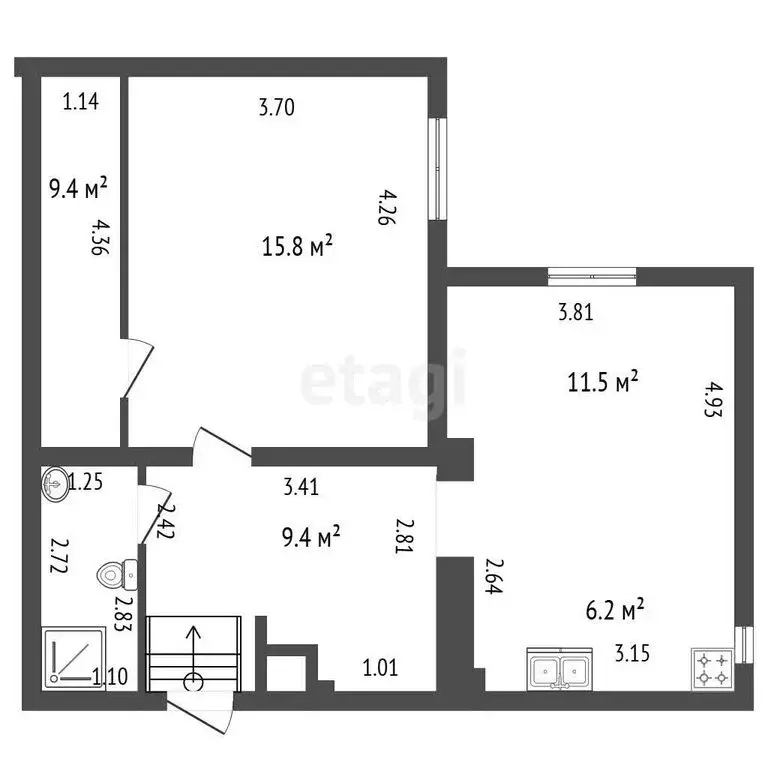 2-комнатная квартира: Санкт-Петербург, Тургеневский переулок, 5 (54 м) - Фото 1