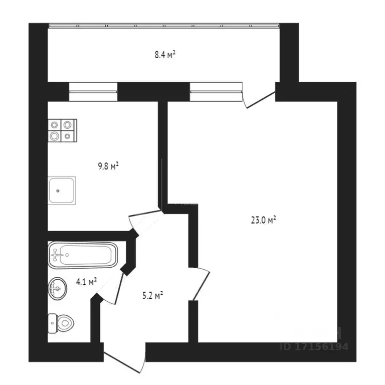 1-к кв. Тюменская область, Тюмень Солнечный проезд, 7 (41.0 м) - Фото 1