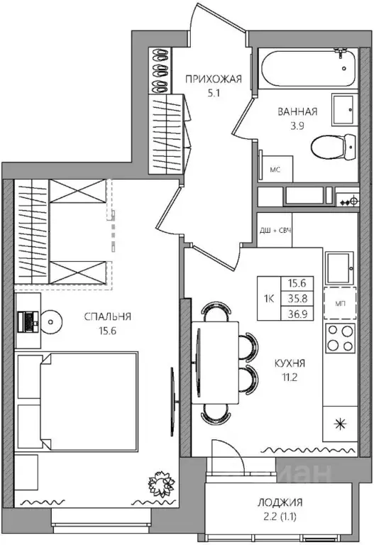 1-к кв. Пермский край, Пермь Батумская ул., 21 (36.9 м) - Фото 1