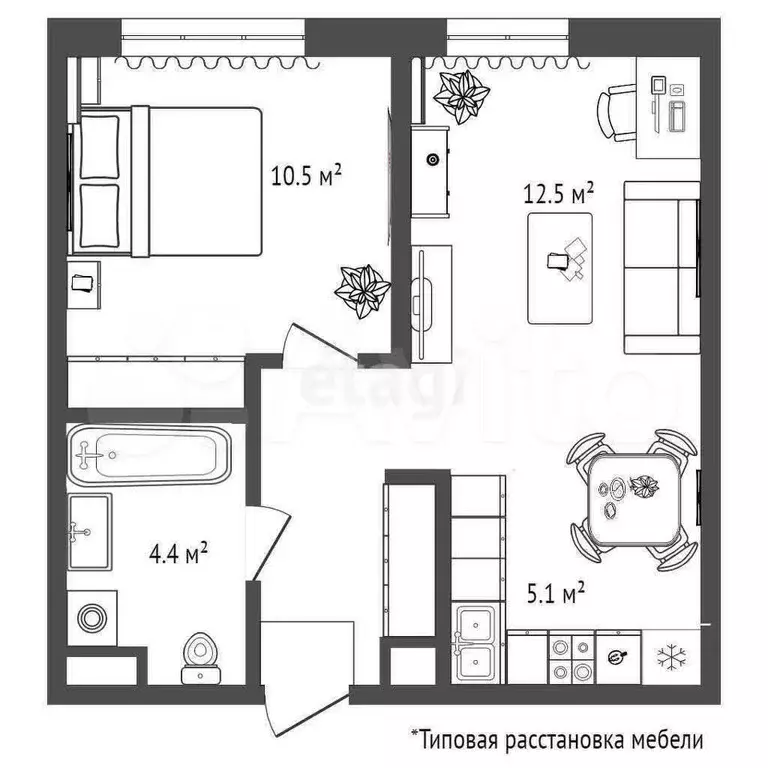 1-к. квартира, 37,5 м, 8/16 эт. - Фото 0