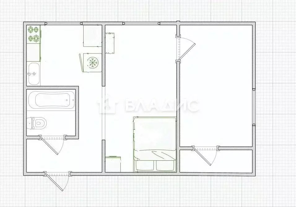 2-к кв. Калужская область, Калуга ул. Никитина, 65 (42.9 м) - Фото 2