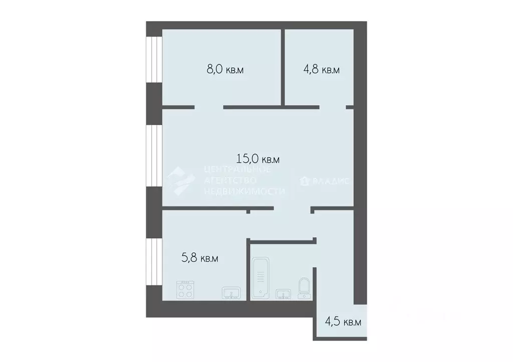 3-к кв. Рязанская область, Рязань ул. Горького, 102 (45.1 м) - Фото 1