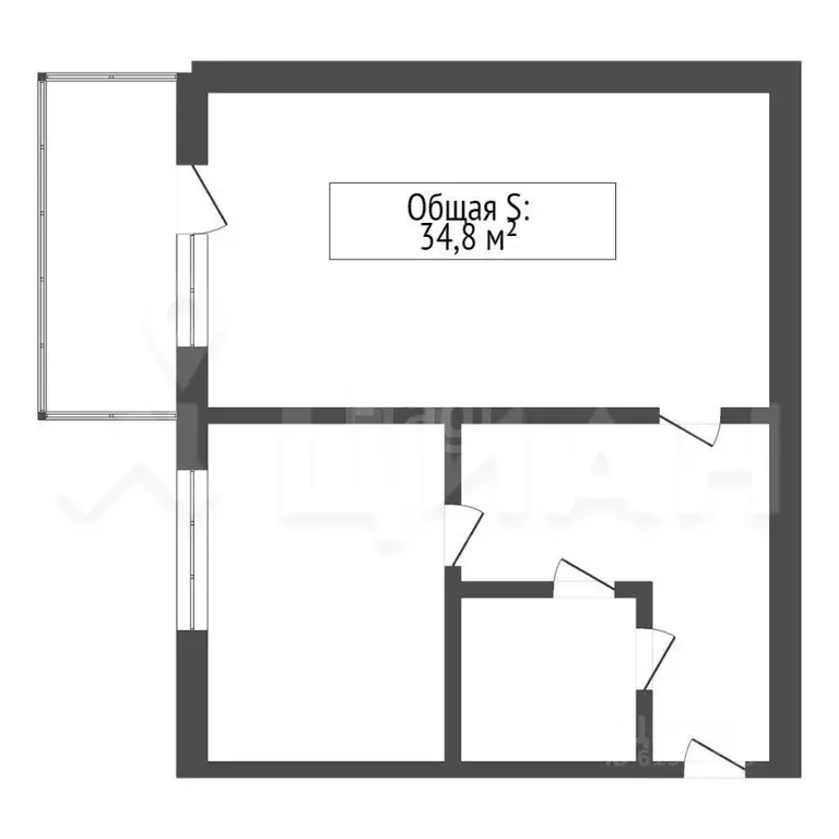 1-к кв. Омская область, Омск ул. Попова, 3/3 (35.6 м) - Фото 1