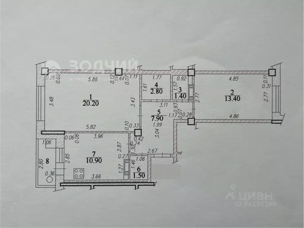 2-к кв. Чувашия, Чебоксары ул. Строителей, 6 (58.1 м) - Фото 1